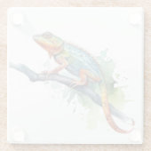 Dessous-de-verre En Verre Branche des couleurs : Chameleon Art (Dos)