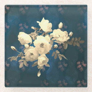 Dessous-de-verre En Verre Branche des roses blanches