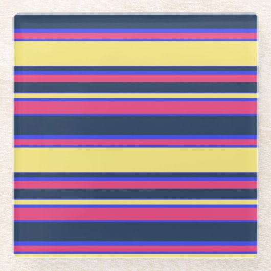 Dessous-de-verre En Verre Brayures rose, jaune et bleue (Devant)