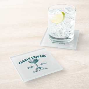 Dessous-de-verre En Verre Brigade Bulles Société Étincelle & Boire