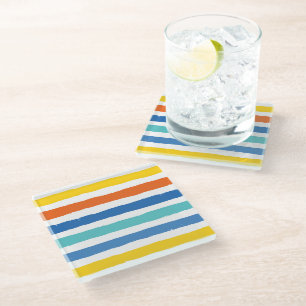 Dessous-de-verre En Verre Bright Beach Striped Motif