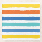 Dessous-de-verre En Verre Bright Beach Striped Motif (Devant)