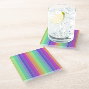 Dessous-de-verre En Verre Bright Pastel Rainbow Stripe Dessous de verre