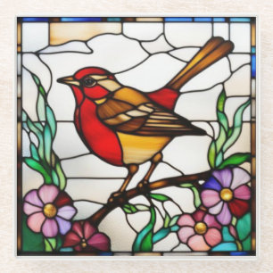 Dessous-de-verre En Verre Bright Robin en vitrail