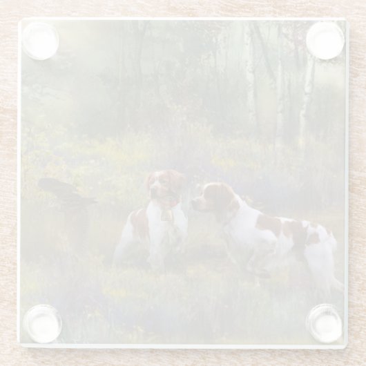Dessous-de-verre En Verre Brittany Spaniels, Chasse en bois, Art (Dos)