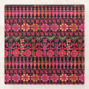 Dessous-de-verre En Verre Broderie palestinienne Tatreez imprimé