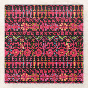 Dessous-de-verre En Verre Broderie palestinienne Tatreez imprimé