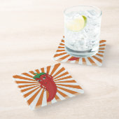 Dessous-de-verre En Verre Broderie Red Hot Pepper Diva Faux (Incliné)