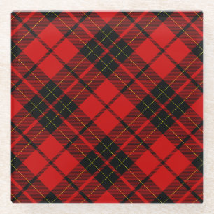 Dessous-de-verre En Verre Brodie tartan rouge noir plaid