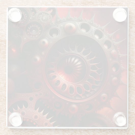 Dessous-de-verre En Verre Bronze Steampunk Mandelbrot Fractal (Dos)