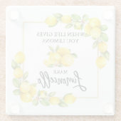 Dessous-de-verre En Verre Brosse Script Aquarelle Citrons Limoncello (Dos)