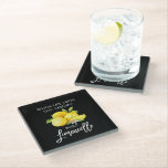 Dessous-de-verre En Verre Brosse Script Aquarelle Noire Citrons Limoncello<br><div class="desc">Brosse moderne Script Aquarelle Citrons Quand La Vie Vous Donne Citrons Fabriquer Dessous de verre en verre Limoncello</div>