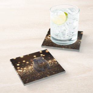 Dessous-de-verre En Verre Brown Baby Wombat Sur Brown Bokeh Bliss,