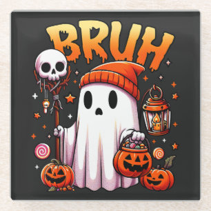 Dessous-de-verre En Verre Bruh Ghost Halloween mignon Ghost Tricot Ou Traite