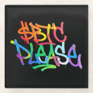 Dessous-de-verre En Verre "$BTC s'il vous plaît" (Style 2)