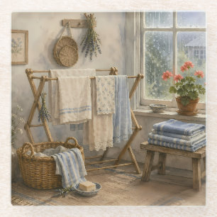 Dessous-de-verre En Verre Buanderie de Cottage Jour de Pluie
