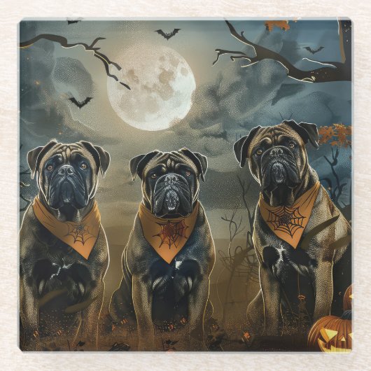 Dessous-de-verre En Verre Bullmastiff Halloween Éffrayant (Devant)