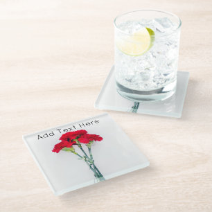 Dessous-de-verre En Verre Bundle of Red Carnation Flowers