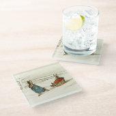 Dessous-de-verre En Verre "Bunny Sleigh Ride" par Beatrix Potter (Incliné)