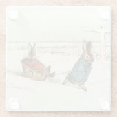 Dessous-de-verre En Verre "Bunny Sleigh Ride" par Beatrix Potter (Dos)