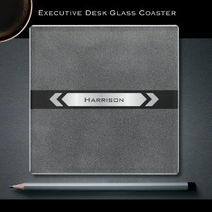 Dessous-de-verre En Verre Bureau exécutif gris élégant moderne