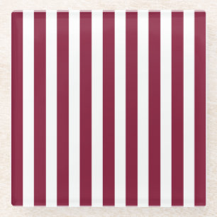 Dessous-de-verre En Verre Burgundy et blanc rayures de bonbons