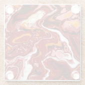 Dessous-de-verre En Verre Burgundy White Digital Fluid Art (Dos)