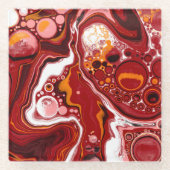 Dessous-de-verre En Verre Burgundy White Digital Fluid Art (Devant)