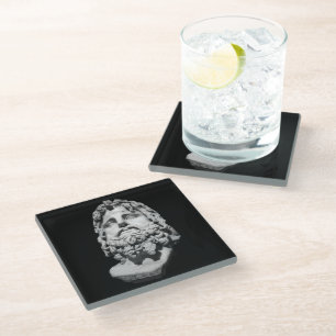 Dessous-de-verre En Verre Buste en marbre gréco-romain Classique Noir et Bla