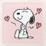 Dessous-de-verre En Verre cacahuètes | Coeurs de snoopy<br><div class="desc">Découvrez ce design amusant de cacahuètes avec Snoopy.</div>