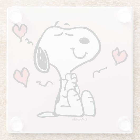 Dessous-de-verre En Verre cacahuètes | Coeurs de snoopy (Dos)
