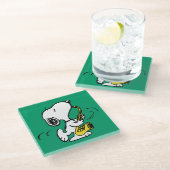 Dessous-de-verre En Verre cacahuètes | Lecteur Snoopy Saxophone (Incliné)