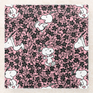 Dessous-de-verre En Verre cacahuètes   Snoopy Flower Vine Motif