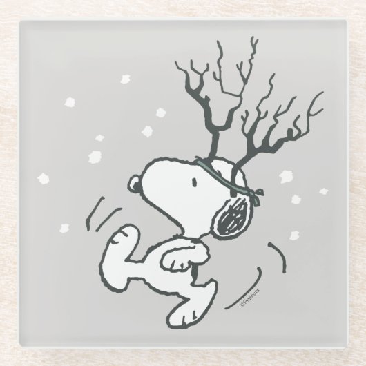 Dessous-de-verre En Verre cacahuètes | Snoopy Reindeer (Devant)