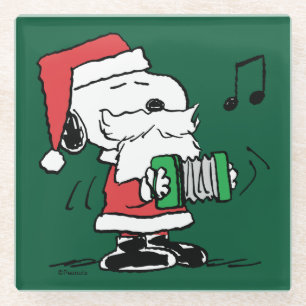 Dessous-de-verre En Verre cacahuètes Snoopy Santa Claus Accordian