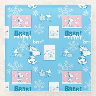 Dessous-de-verre En Verre cacahuètes   Snoopy Snow Day Motif