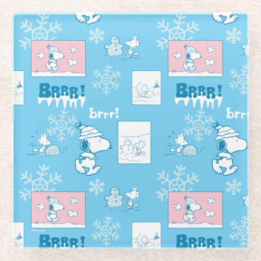 Dessous-de-verre En Verre cacahuètes | Snoopy Snow Day Motif (Devant)