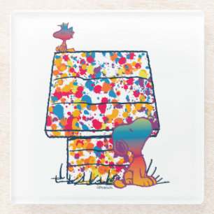 Dessous-de-verre En Verre cacahuètes   Snoopy & Woodstock Rainbow Paint