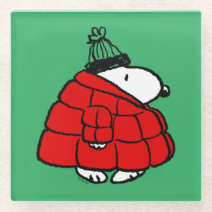 Dessous-de-verre En Verre cacahuètes   Veste Snoopy Red Puffer