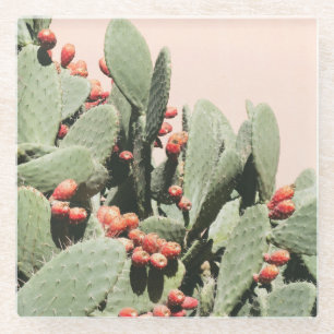 Dessous-de-verre En Verre Cactus de poire de Prickley