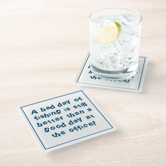 Dessous-de-verre En Verre Cadeau de pêcheur avec citation de pêche (Incliné)