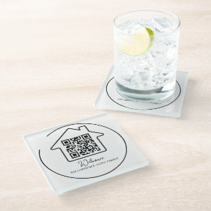 Dessous-de-verre En Verre Cadeau de réchauffement de l'hôtel Code QR du pa