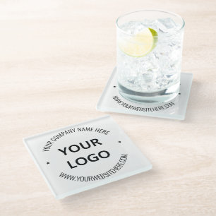 Dessous-de-verre En Verre Cadeau dessous de verre en verre avec logo et text
