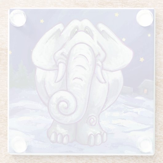 Dessous-de-verre En Verre Cadeau Eléphant blanc mignon (Dos)