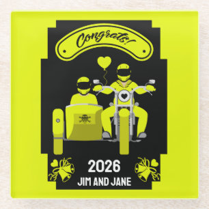 Dessous-de-verre En Verre Cadeaux De Mariage De Moto Pour Couple