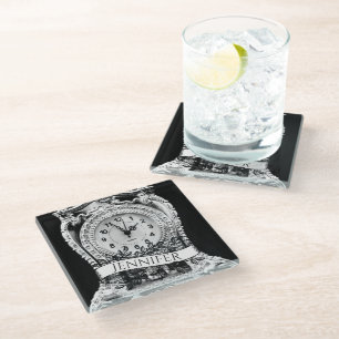 Dessous-de-verre En Verre Cadran en Argent Vintage Personnalisé