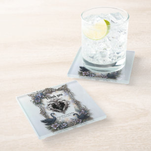 Dessous-de-verre En Verre Cadre de mariage Black Swan – Amour gothique roman