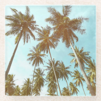 Dessous-de-verre En Verre Cadre tropical : Palmiers Abstraits