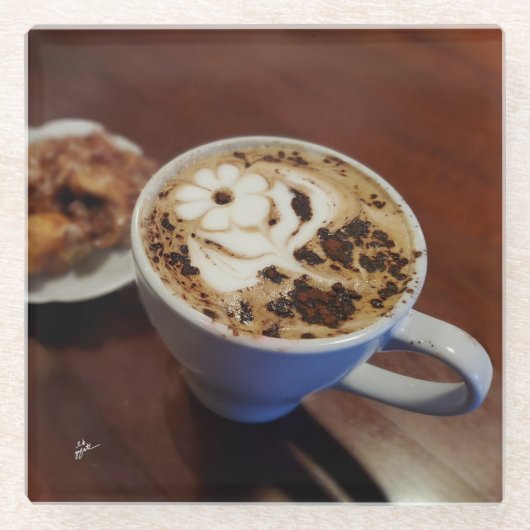 Dessous-de-verre En Verre Café Art Café Latte Coffee Cup Rustique (Devant)