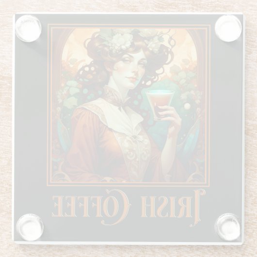 Dessous-de-verre En Verre Café irlandais Art nouveau (Dos)